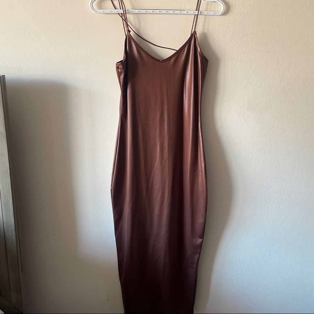 Sleek Brown Slip Dress
